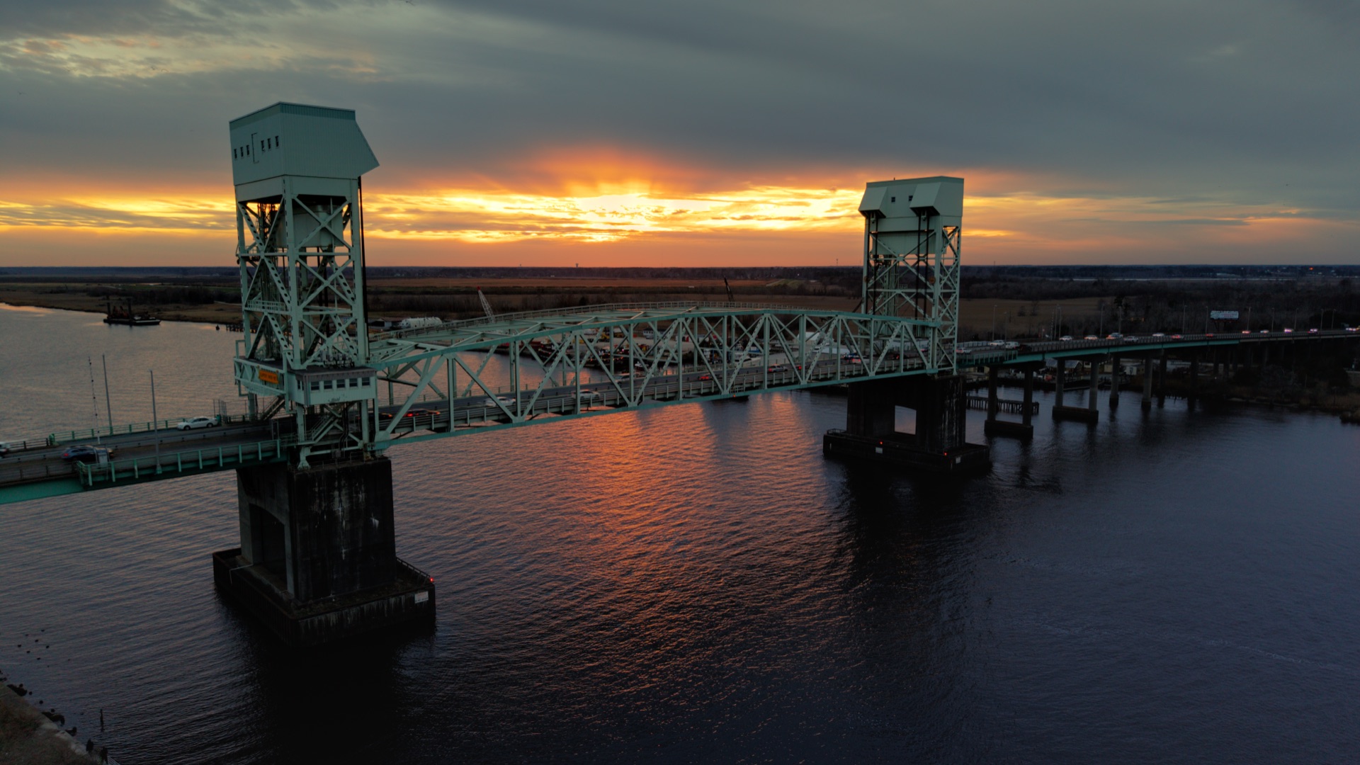 Cape Fear Memorial Bridge at sunset